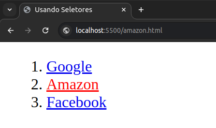 Exemplo de seletor de atributo