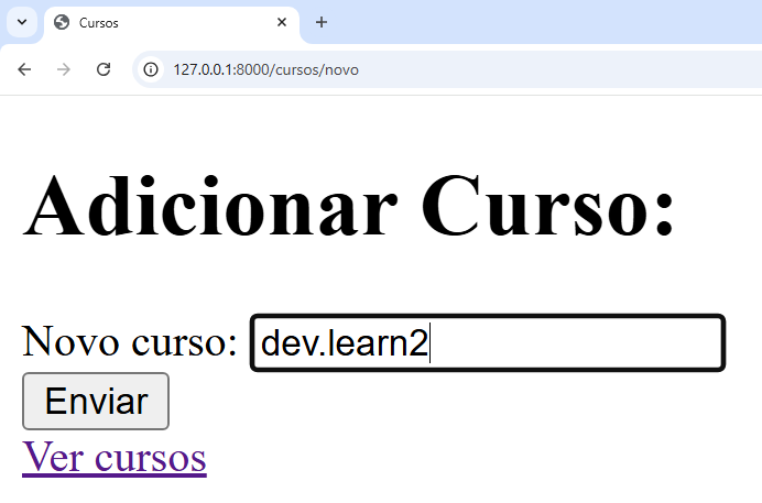 Adicionando novo curso