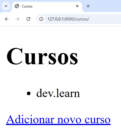 Novo curso adicionado na lista da sessão