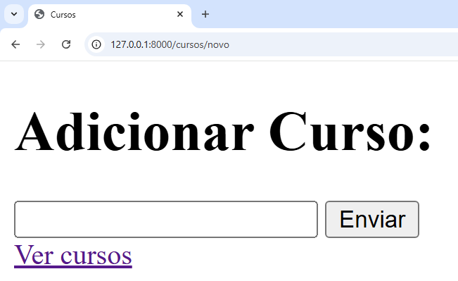 Redirecionamento para lista de cursos